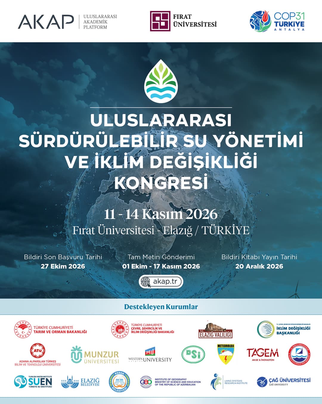 Uluslararası Sürdürülebilir Su Yönetimi ve İklim Değişikliği Kongresi 2026